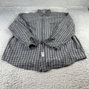 Wrangler Hero Mens XL Plaid Button Down Shirt Long Sleeve Blue Grey Cotton
